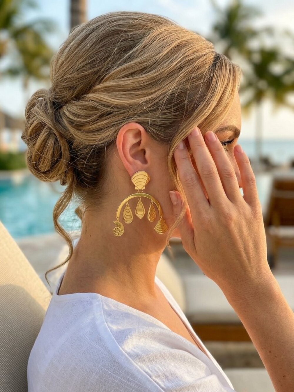 Tuckernuck Gold Cumberland Shell Earrings 14K Shiny Gold Coastal Mobile Dangle